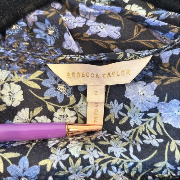 Rebecca Taylor Ava Floral Mini Dress 100% Silk Women's Size 2 Blue Short Sleeve - Picture 6 of 6